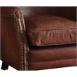 Pemberly Row Top Grain Leather Upholstery Accent Chair in Vintage Dark Brown