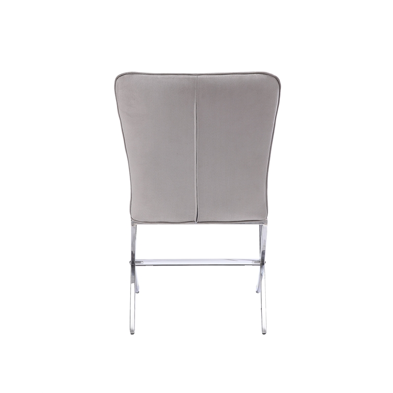 Pemberly Row Contemporary Side Chair Set of 2 in PU and Chrome