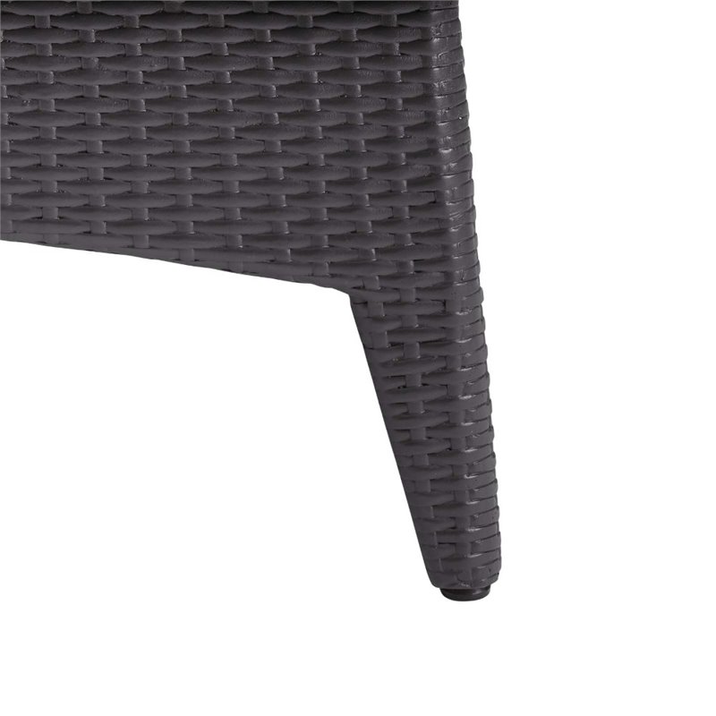 Pemberly Row Aluminum & Rattan Fire Pit Patio Coffee Table in Espresso