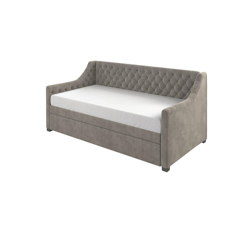 Pemberly Row Modern Wood Twin Daybed and Trundle in Gray Finish