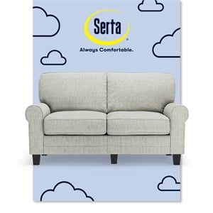 Pemberly Row 61&quot Rolled Arm Loveseat Sofa with Removable Covers Pebble Gray