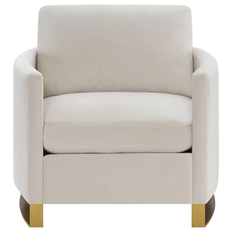 Pemberly Row Contemporary Upholstered Arched Arms Chair in Beige