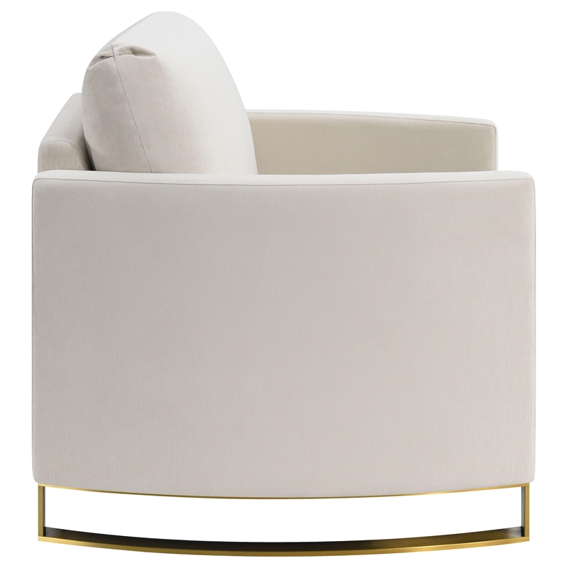 Pemberly Row Contemporary Upholstered Arched Arms Chair in Beige