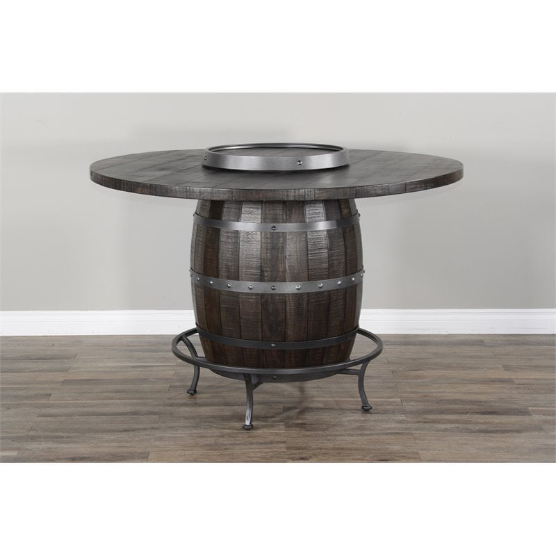 Pemberley Row Wood Tobacco Leaf Pub Table Round Planked Top 54