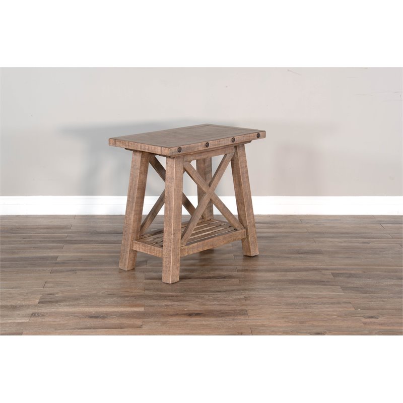 Pemberley Row Wood Light Brown Chair Side Table Rectangular Industrial 16