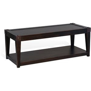 Pemberly Row 48&quot Transitional Wood Cocktail Table in Black Walnut
