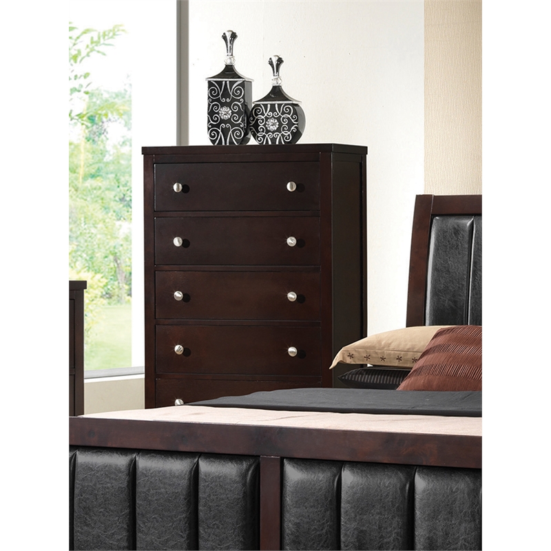Pemberly Row 5-piece Full Wood Bedroom Set Cappuccino and Black