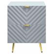 Pemberly Row Wooden Nightstand with 2-Drawer in Gray High Gloss