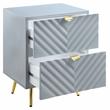 Pemberly Row Wooden Nightstand with 2-Drawer in Gray High Gloss
