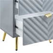Pemberly Row Wooden Nightstand with 2-Drawer in Gray High Gloss