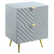 Pemberly Row Wooden Nightstand with 2-Drawer in Gray High Gloss