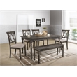 Pemberly Row Rectangular Wood Turned Legs Dining Table in Weathered Gray