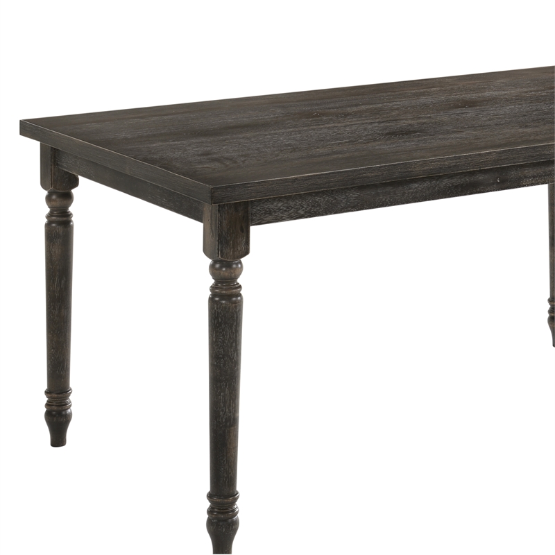Pemberly Row Rectangular Wood Turned Legs Dining Table in Weathered Gray
