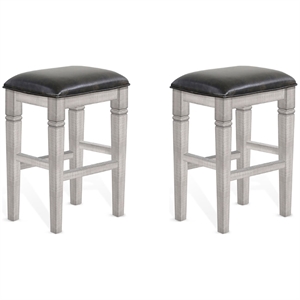 Pemberly Row Modern 30&quot Wood Bar Stool with Cushion Seat in Gray (Set of 2)