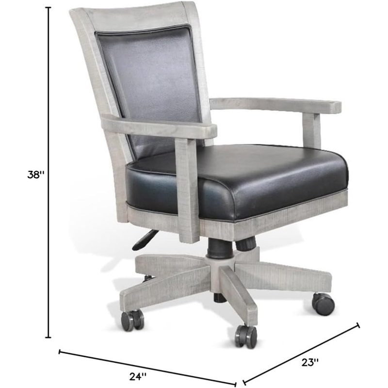 Pemberly Row Wood Game Chairs with Casters and Cushion Seat in Alpine Gray