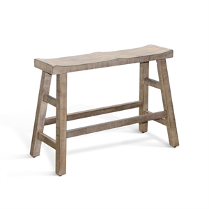 Pemberly Row Modern 24&quot Mahogany Wood Bench in Beach Pebble Beige