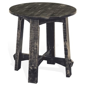 Pemberly Row Farmhouse Mahogany Wood End Table in Black Sand