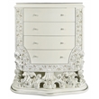 Pemberly Row 4 Drawers Wooden Chest with Floral Motifs in Antique White