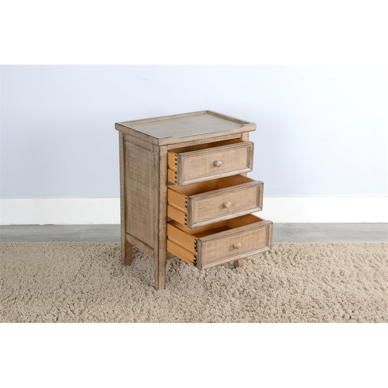 Pemberly Row Contemporary Nutmeg Beach Pebble Wood End Table