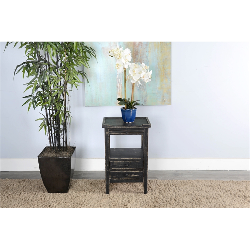 Pemberly Row Modern / Contemporary Black Sand Wood Side Table