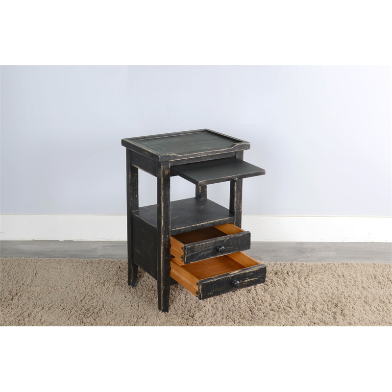 Pemberly Row Modern / Contemporary Black Sand Wood Side Table