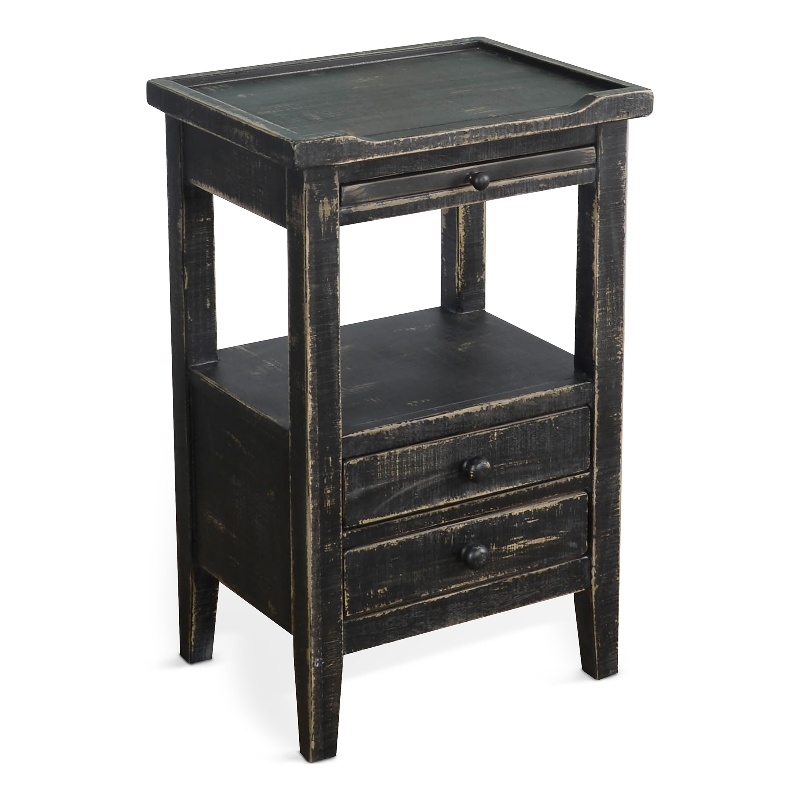 Pemberly Row Modern / Contemporary Black Sand Wood Side Table