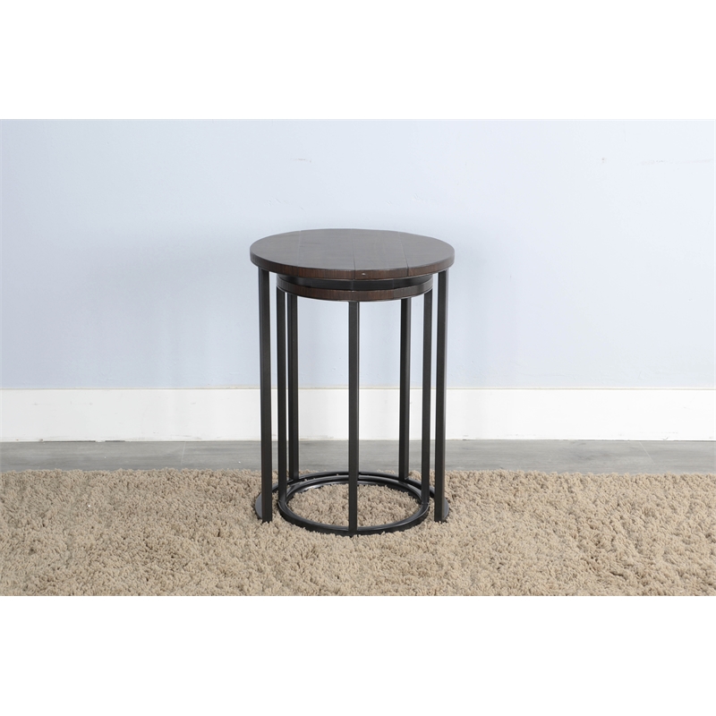 Pemberly Row Modern / Contemporary Round Nesting Side Table Set
