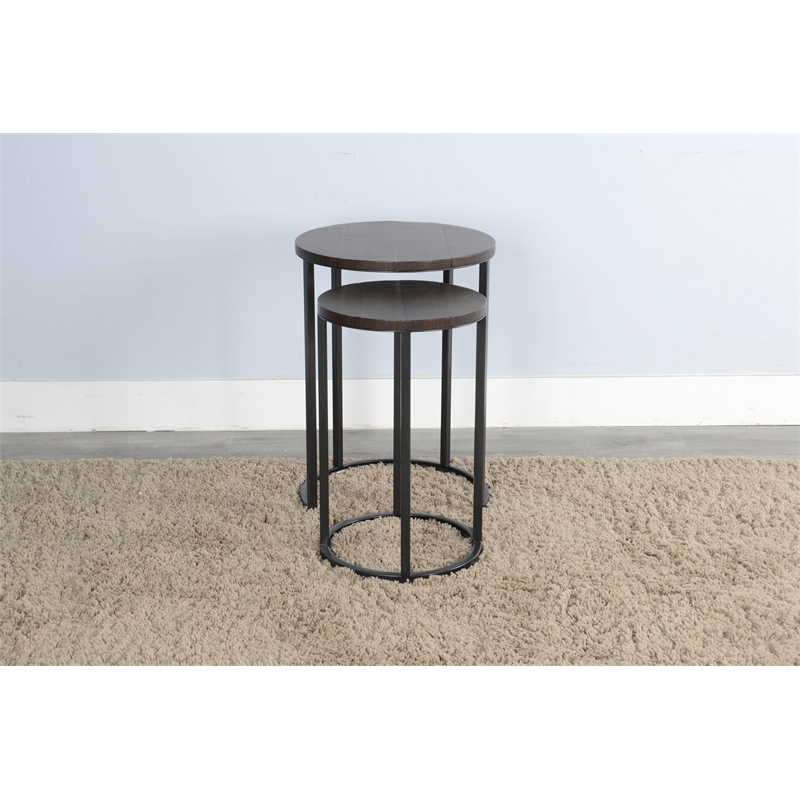 Pemberly Row Modern / Contemporary Round Nesting Side Table Set