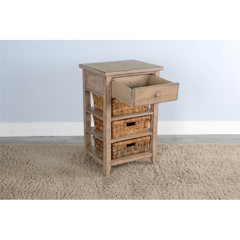 Pemberly Row Modern / Contemporary Beach Pebble Wood Storage Table