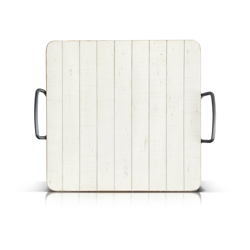 Pemberly Row Modern / Contemporary White Sand Wood Ottoman Tray