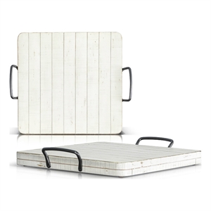 Pemberly Row Modern / Contemporary White Sand Wood Ottoman Tray