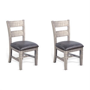 Pemberly Row Modern / Contemporary Ladderback Dining Chair in Gray (Set of 2)