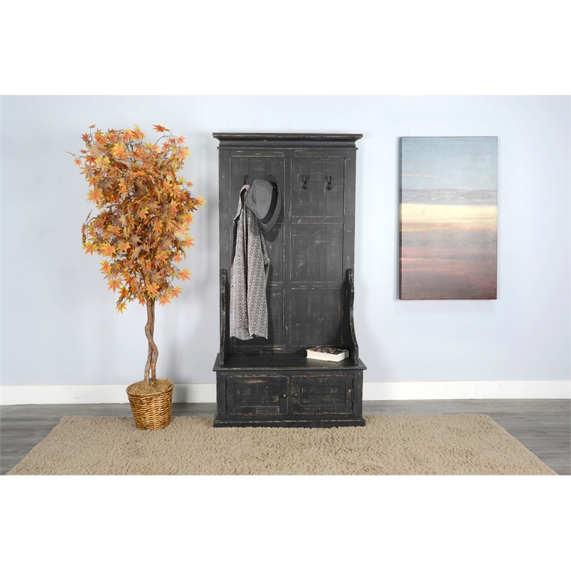 Pemberley Row Mahogany Black Hall Tree Rectangular
