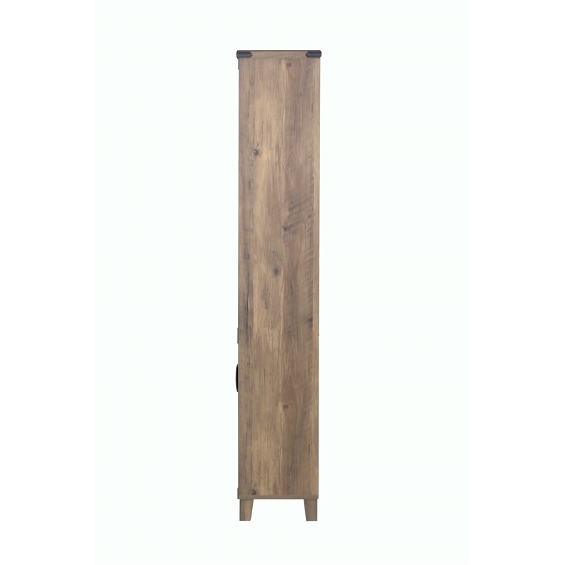 Pemberly Row 2-Door Farmhouse Engineered Wood Bookcase in Rustic Oak