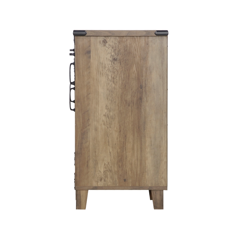 Pemberly Row 4-Door Engineered Wood Credenza File Cabinet in Rustic Oak