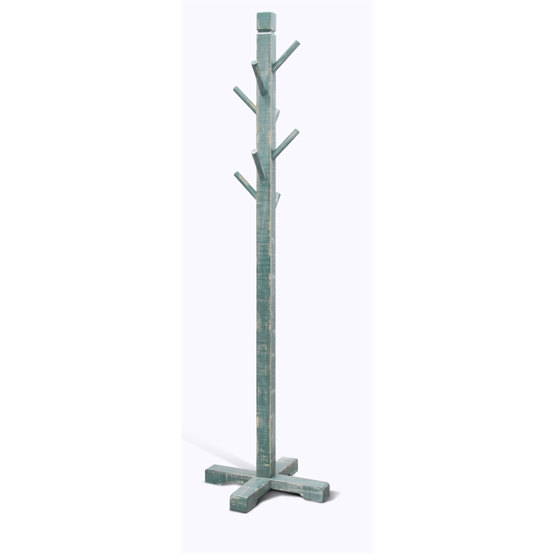 Pemberly Row Traditional Solid Wood Hat Rack with 8-Prong Hooks in Green