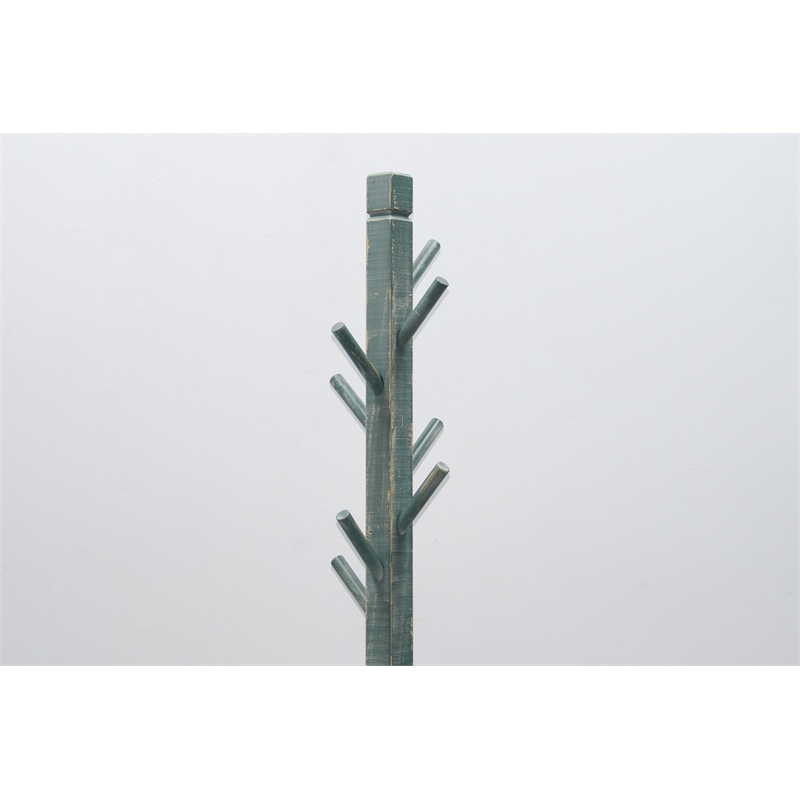 Pemberly Row Traditional Solid Wood Hat Rack with 8-Prong Hooks in Green