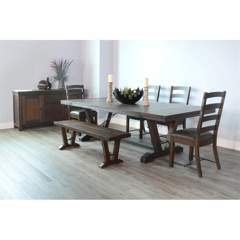 Pemberly Row Modern/Contemporary Ladderback Dining Chair in Dark Wood (Set of 2)