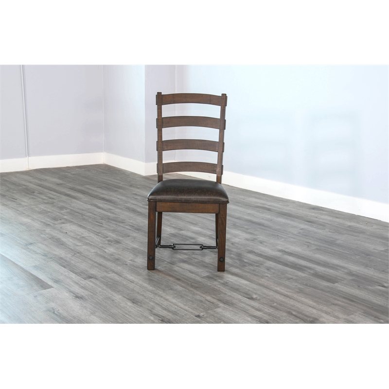 Pemberly Row Modern/Contemporary Ladderback Dining Chair in Dark Wood (Set of 2)