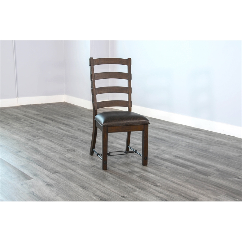 Pemberly Row Modern/Contemporary Ladderback Dining Chair in Dark Wood (Set of 2)