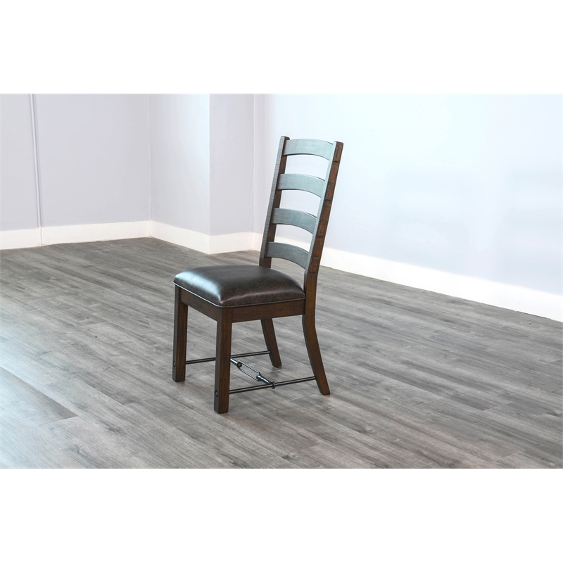 Pemberly Row Modern/Contemporary Ladderback Dining Chair in Dark Wood (Set of 2)