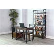 Pemberly Row Modern / Contemporary Metal Frame Bookcase in Dark Wood