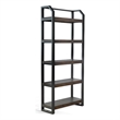 Pemberly Row Modern / Contemporary Metal Frame Bookcase in Dark Wood