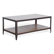 Pemberly Row Modern Metal & Solid Wood Coffee Table in Brown
