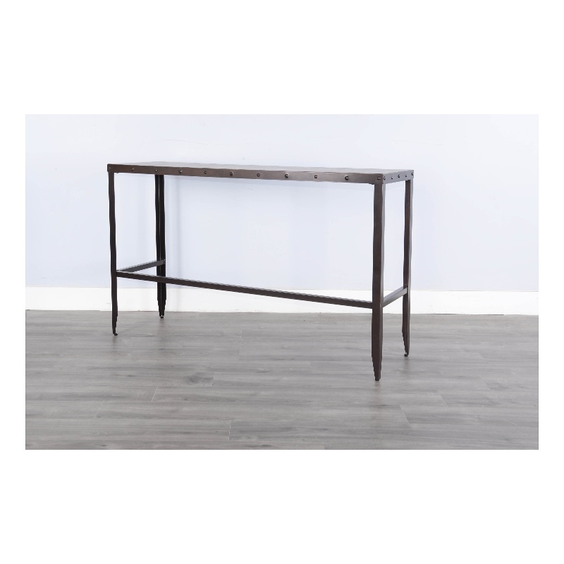 Pemberley Row Wood and Metal Brown Bar Table Rectangular Rough Sawn Finish Unassembled