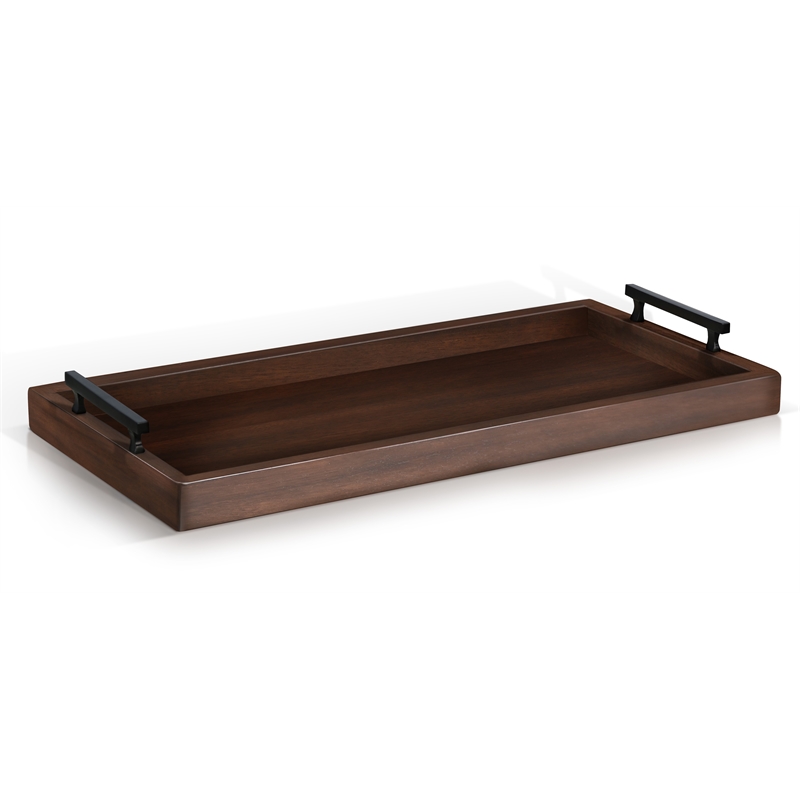 Pemberly Row Modern Rectangular Tessa Wood Dining Table Tray