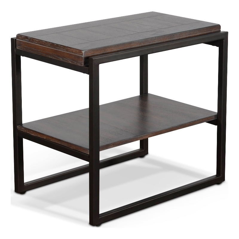 Pemberly Row French Metal Sled Base Chair Side Table in Brown