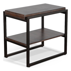Pemberly Row French Metal Sled Base Chair Side Table in Brown