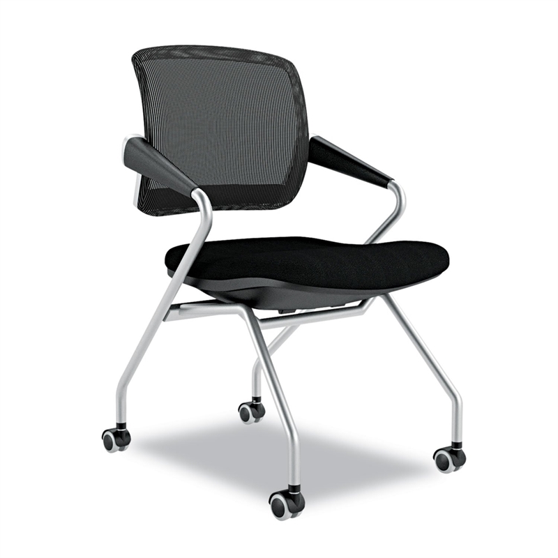 Pemberly Row Modern Mid-Back Guest Chair in Black (Set of 2)