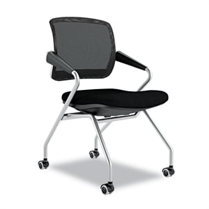 Pemberly Row Modern Mid-Back Guest Chair in Black (Set of 2)